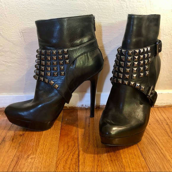 Michael Kors Leather Platform Stiletto Boots Detachable Studded Harness Sz 8.5 - Picture 2 of 16